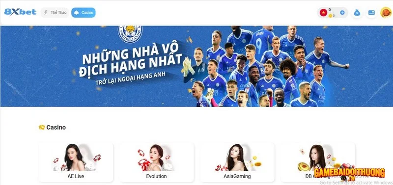 Truy cập 8Xbet và chơi game bài tại các sảnh cược khác nhau